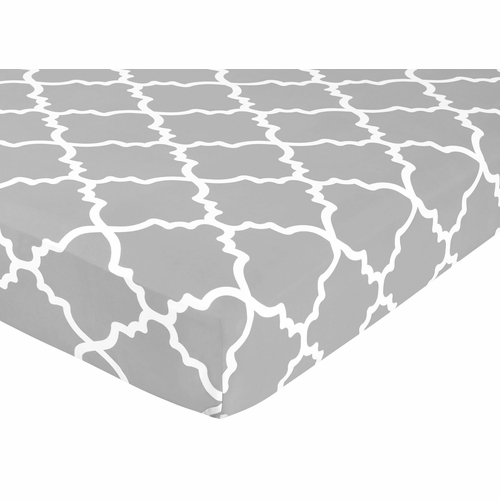 Trellis Gray and White Collection Crib Sheet - Print - alt image 2