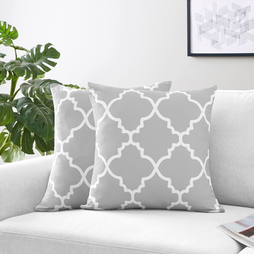 Trellis Gray and White Collection Decorative Accent Throw Pillows - Set of 2 - alt image 1