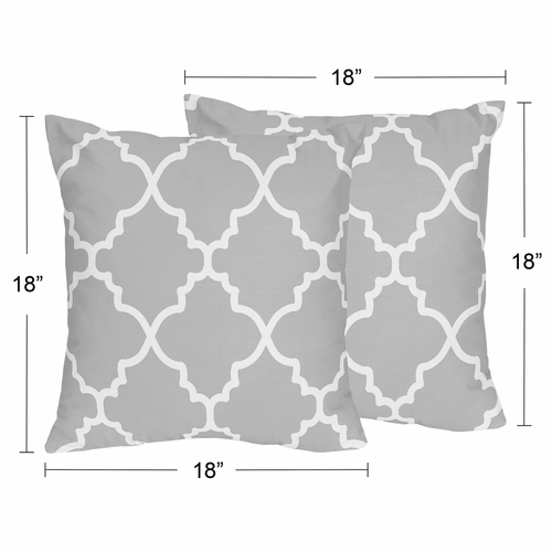 Trellis Gray and White Collection Decorative Accent Throw Pillows - Set of 2 - alt image 3