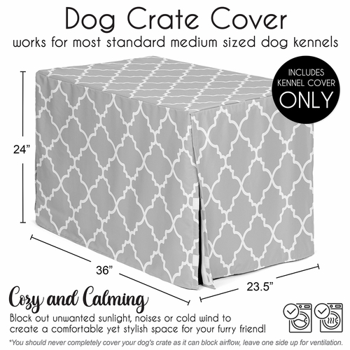 Trellis Gray And White Collection Dog Crate Kennel Cover 36in. - alt image 4