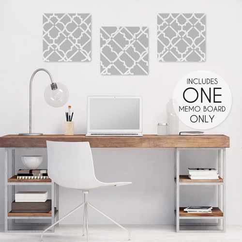 Trellis Gray and White Collection Fabric Memo Board - alt image 1