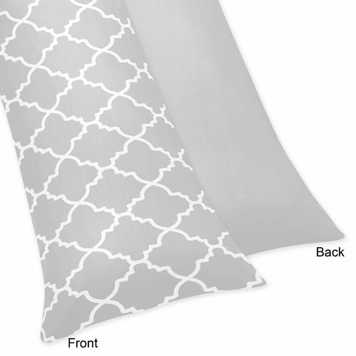 Trellis Gray and White Collection Full Length Body Pillow Cover