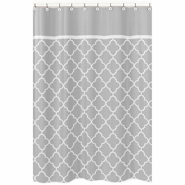 Trellis Gray and White Collection Shower Curtain