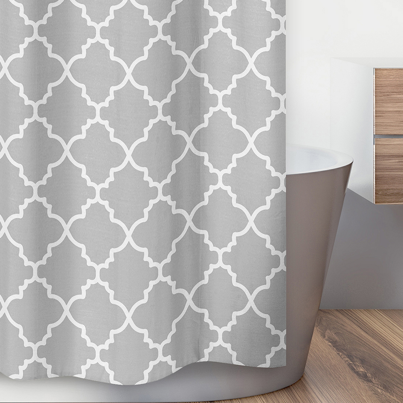 Trellis Gray and White Collection Shower Curtain