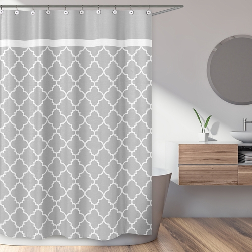 Trellis Gray and White Collection Shower Curtain - alt image 1