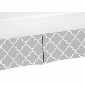 Trellis Gray and White Collection Trellis Print Crib Bed Skirt