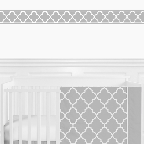 Trellis Gray and White Collection Wallpaper Border