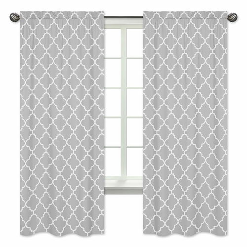 Trellis Gray and White Collection Window Panels - Set of 2