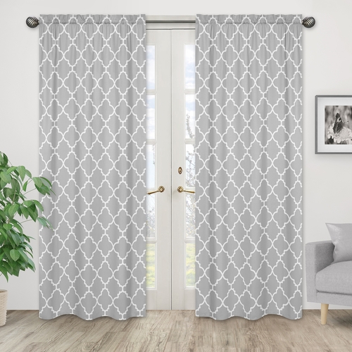 Trellis Gray and White Collection Window Panels - Set of 2 - alt image 1