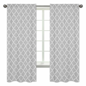 Trellis Gray and White Collection Window Panels - Set of 2
