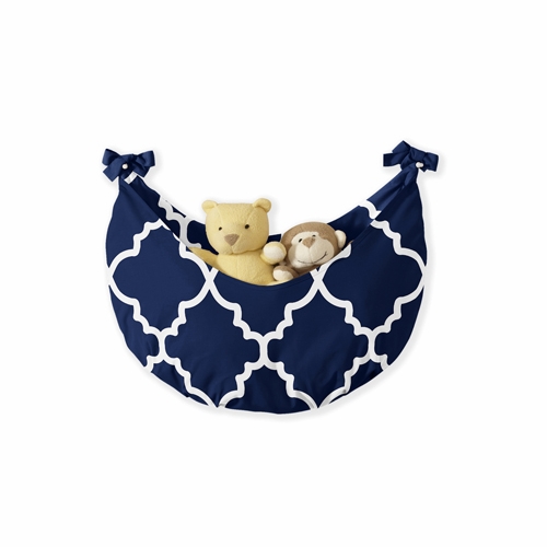 Trellis Navy Blue and White 11 Piece Bumperless Crib Bedding Collection - alt image 3