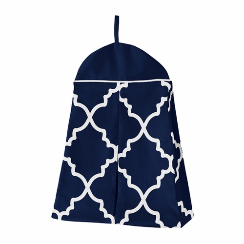 Trellis Navy Blue and White 11 Piece Bumperless Crib Bedding Collection - alt image 4