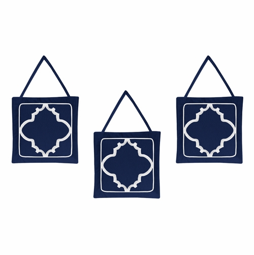 Trellis Navy Blue and White 11 Piece Bumperless Crib Bedding Collection - alt image 5