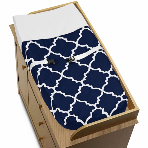 Trellis Navy Blue and White Collection Changing Pad Cover