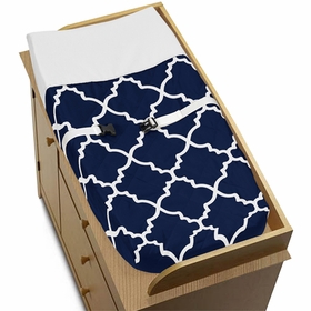 Trellis Navy Blue and White Collection Changing Pad Cover