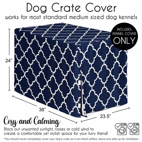 Trellis Navy Blue and White Collection Dog Crate Kennel Cover 36in. - alt image 4