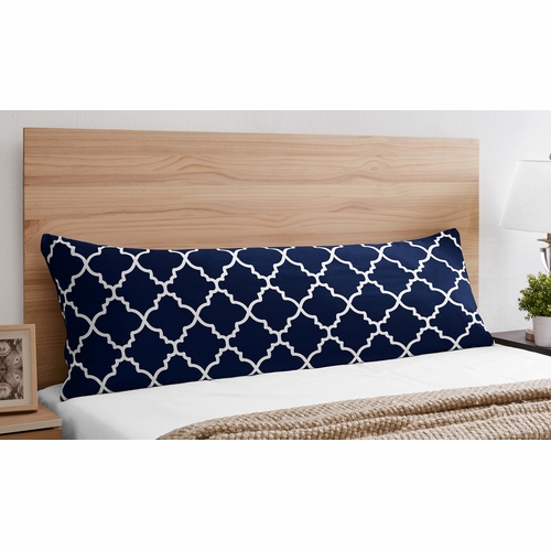 Trellis Navy Blue and White Collection Full Length Body Pillow Cover - alt image 1