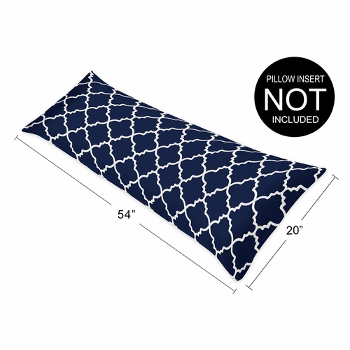 Trellis Navy Blue and White Collection Full Length Body Pillow Cover - alt image 3