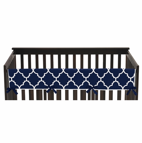 Trellis Navy Blue and White Collection Long Rail Guard Cover