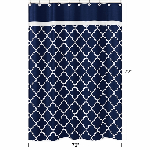 Trellis Navy Blue and White Collection Shower Curtain - alt image 4