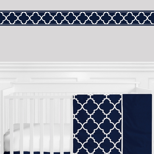 Trellis Navy Blue and White Collection Wallpaper Border