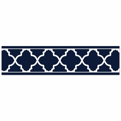Trellis Navy Blue and White Collection Wallpaper Border - alt image 1