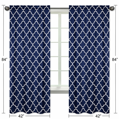 Trellis Navy Blue and White Collection Window Panels - Set of 2 - alt image 4