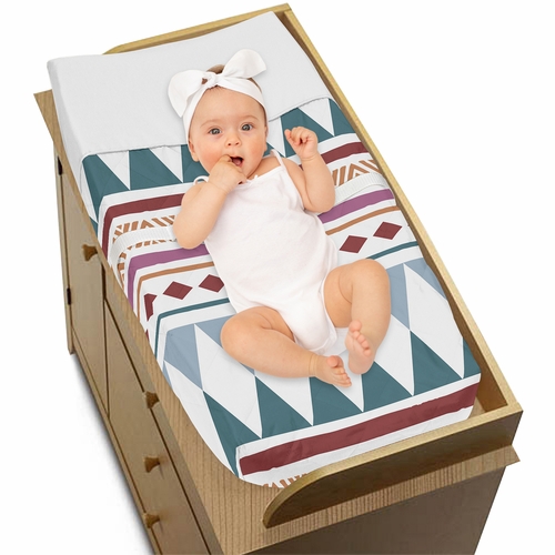 Triangle Yellow and Blue Collection Changing Pad Cover - alt image 2