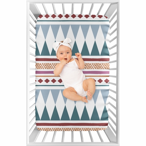 Triangle Yellow and Blue Collection Mini Crib Sheet - alt image 2