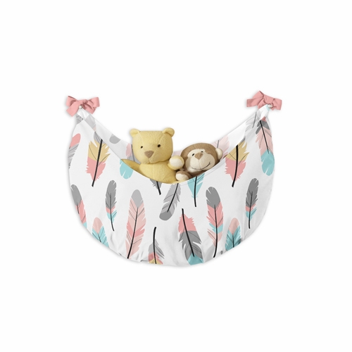 Turquoise and Coral Feather 9 Piece Crib Bedding Collection - alt image 4