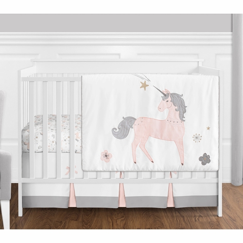 Unicorn 4 Piece Bumperless Crib Bedding Collection