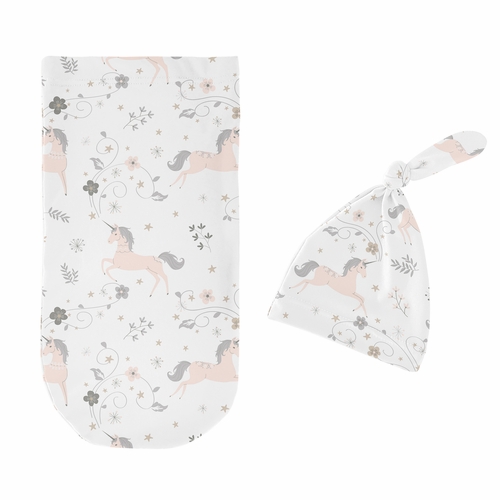Unicorn Collection Baby Cocoon and Beanie Hat - 2 Piece Set - alt image 1