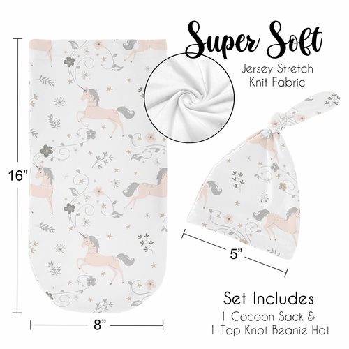 Unicorn Collection Baby Cocoon and Beanie Hat - 2 Piece Set - alt image 4