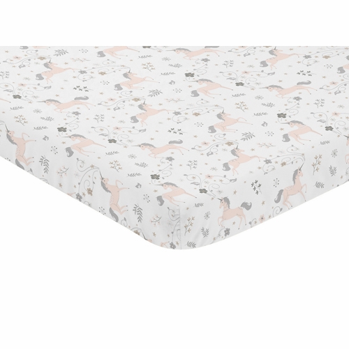 Unicorn Collection Mini Crib Sheet - Unicorn Print