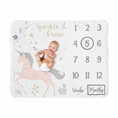 Unicorn Collection Monthly Milestone Baby Blanket