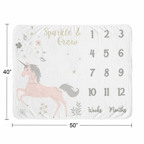 Unicorn Collection Monthly Milestone Baby Blanket - alt image 3
