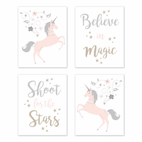 Unicorn Collection Wall Art Prints - Set of 4
