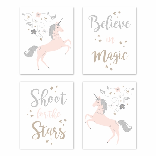 Unicorn Collection Wall Art Prints - Set of 4