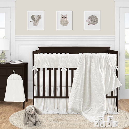 Velvet Ivory Collection Crib Bed Skirt - alt image 1