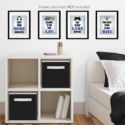 Video Gamer Blue Collection Wall Art Prints - Set of 4 - alt image 2