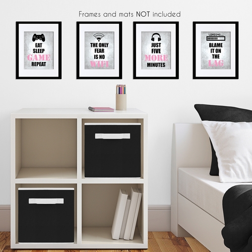 Video Gamer Pink Collection Wall Art Prints - Set of 4 - alt image 2