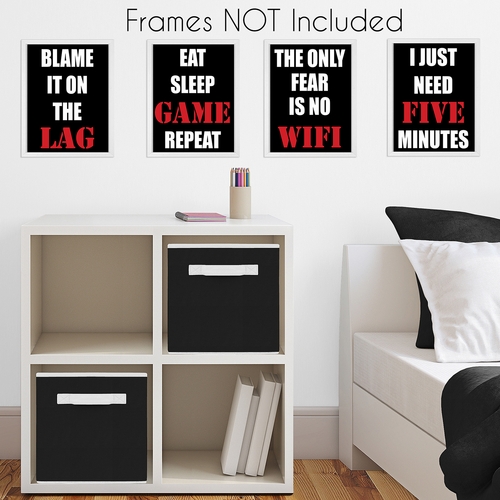 Video Gamer Red and Black Collection Wall Art Prints - Set of 4 - alt image 2