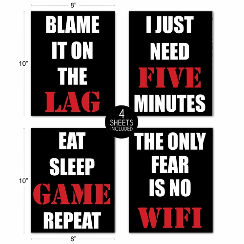 Video Gamer Red and Black Collection Wall Art Prints - Set of 4 - alt image 3