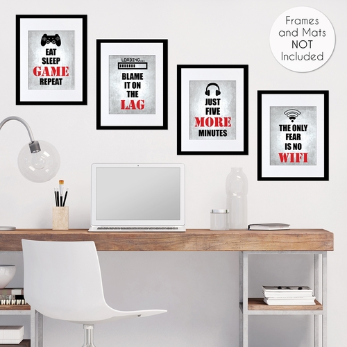 Video Gamer Red Collection Wall Art Prints - Set of 4 - alt image 1