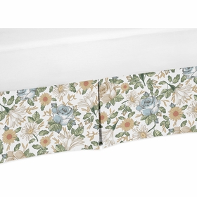Vintage Floral Blue and Yellow Collection Crib Bed Skirt