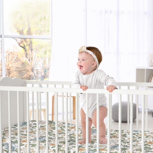 Vintage Floral Blue and Yellow Collection Crib Sheet - alt image 1