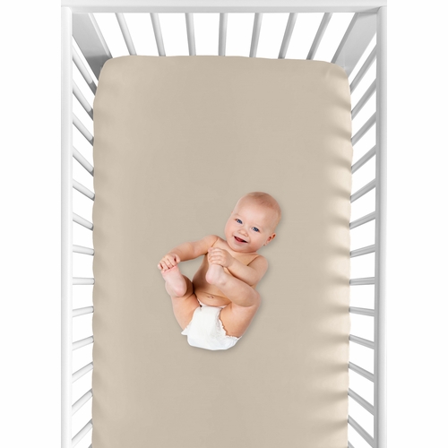 Vintage Floral Blue and Yellow Collection Crib Sheet - Solid Beige - alt image 3