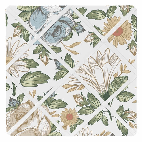 Vintage Floral Blue and Yellow Collection Fabric Memo Board