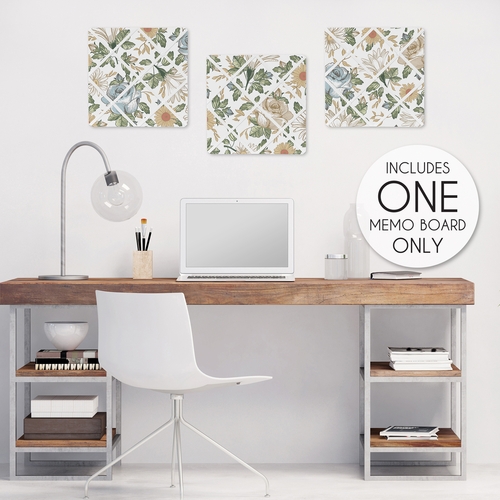 Vintage Floral Blue and Yellow Collection Fabric Memo Board - alt image 1