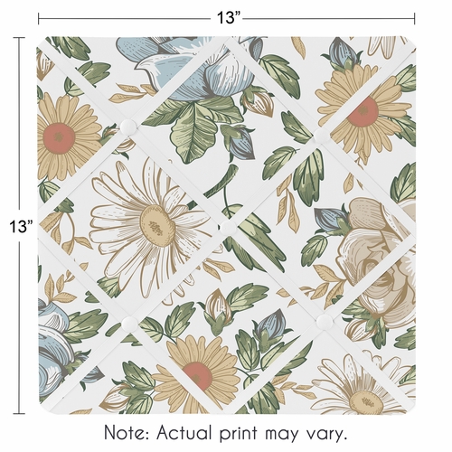 Vintage Floral Blue and Yellow Collection Fabric Memo Board - alt image 2